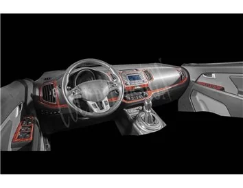 Kia Sportage 01.2011 Kit de garniture de tableau de bord intérieur 3D Dash Trim Dekor 15-Parts - 1