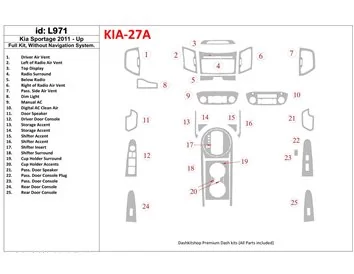 KIA Sportage 2011-UP Ensemble complet, sans système NAVI Intérieur BD Dash Trim Kit - 1