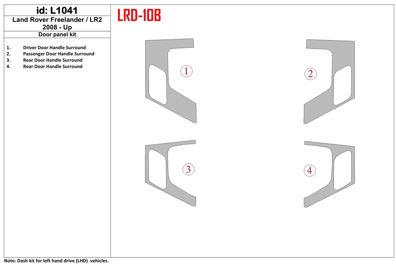 Land Rover Freelander 2 2008-UP Panneaux de porte Intérieur BD Dash Trim Kit - 1