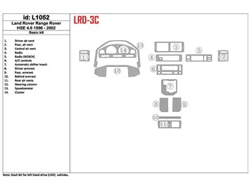 Land Rover Range Rover 1996-2002 46 HSE 2001-2002 Ensemble complet, conformité OEM, ensemble de 14 pièces Kit de garniture de ta