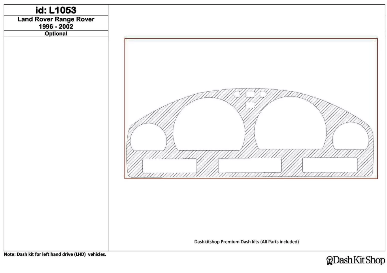 Land Rover Range Rover 1996-2002 Cluster, 1 Pc Interior BD Dash Trim Kit - 1 - Interior Dash Trim Kit