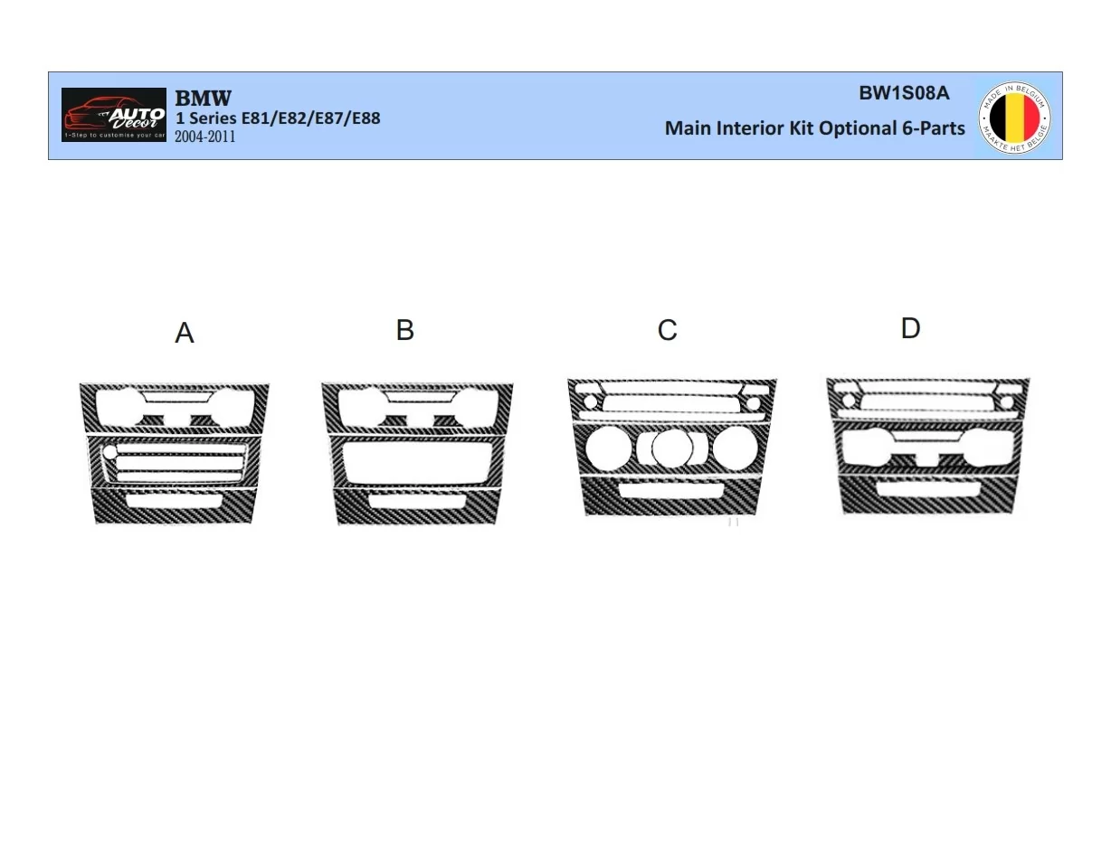 BMW Série 1 E81 E88 2004-2011 Kit de garniture de tableau de bord intérieur 3D Dash Trim Dekor 6-Parts - 1
