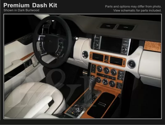 Land Rover Range Rover 2007-2009 Ensemble complet, kit de garniture de tableau de bord intérieur BD à engrenage automatique - 1