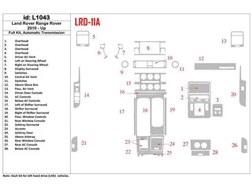 Land Rover Range Rover 2010-UP Ensemble complet, kit de garniture de tableau de bord intérieur BD à engrenage automatique - 1