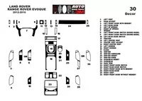 Land Rover Range Rover Evoque 2012-2016 Kit de garniture de tableau de bord intérieur 3D Dash Trim Dekor 30-Parts - 2 Land Rover Range Rover Evoque 2012-2016 Kit de garniture de tableau de bord intérieur 3D Dash Trim Dekor 30-Parts - 2