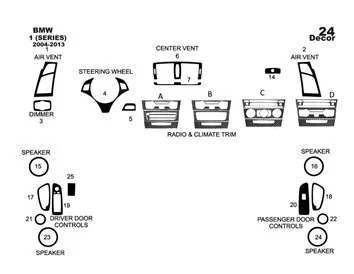 Kit Décoration Tableau de Bord Intérieur BMW Série 1 E81 E88 2004-2011 - 1