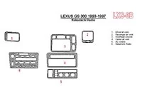 Lexus GS 1993-1997 Radio Nakamichi, conformité OEM, ensemble de 6 pièces Kit de garniture de tableau de bord intérieur BD - 1