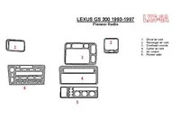 Lexus GS 1993-1997 Radio Pioneer, conformité OEM, ensemble de 6 pièces Kit de garniture de tableau de bord intérieur BD - 1