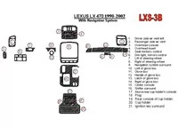 Lexus LX-470 1998-UP avec système NAVI, kit de garniture de tableau de bord BD intérieur de conformité OEM - 1