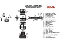 Lexus LX-470 1998-UP sans système NAVI, ensemble de 22 pièces Conformité OEM Kit de garniture de tableau de bord intérieur BD - 