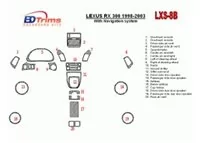 Lexus RX 1998-2003 avec système NAVI, conformité OEM, kit de garniture de tableau de bord intérieur BD de 20 pièces - 1 Lexus RX 1998-2003 avec système NAVI, conformité OEM, kit de garniture de tableau de bord intérieur BD de 20 pièces - 1