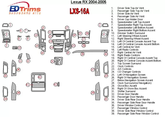 Lexus RX 2004-2005 Volledige set interieur BD dashboardafwerkingsset - 1 Lexus RX 2004-2005 Volledige set interieur BD dashboardafwerkingsset - 1