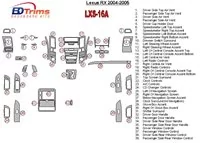 Lexus RX 2004-2005 Ensemble complet de garnitures de tableau de bord intérieur BD - 1