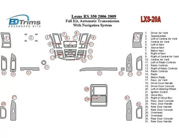 Lexus RX 350 2006-UP Volledige set, automatische versnelling, met navigatie Interieur BD Dash Trim Kit - 1