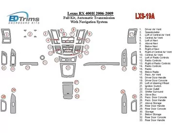 Ensemble complet Lexus RX 400H 2006-UP, vitesse automatique, avec kit de garniture de tableau de bord BD intérieur de navigation