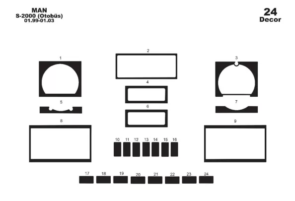 MAN S 2000 01.97-01.00 3D Interior Dashboard Trim Kit Dash Trim Dekor 24-Parts - 1 - Interior Dash Trim Kit MAN S 2000 01.97-01.00 3D Interior Dashboard Trim Kit Dash Trim Dekor 24-Parts - 1 - Interior Dash Trim Kit