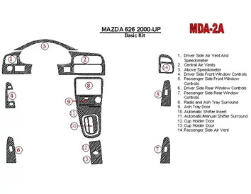 Mazda 626 2000-UP Kit de garniture de tableau de bord intérieur BD - 1