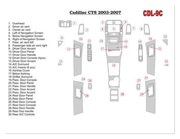 Cadillac CTS 2003-2007 Volledige set, met NAVI, met deurpanelen Interieur BD Dash Trim Kit - 1