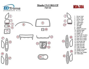 Mazda CX-5 2012-UP Kit complet de garnitures de tableau de bord intérieur BD - 1