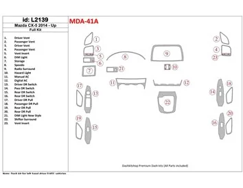 Mazda CX-5 2014-UP Kit complet de garnitures de tableau de bord intérieur BD - 1