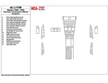Mazda Mazda3 2004-2009 Vitesse automatique, sans kit de garniture de tableau de bord intérieur NAVI BD - 1