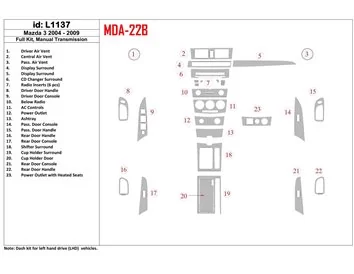 Mazda Mazda3 2004-2009 Boîte de vitesses manuelle, avec kit de garniture de tableau de bord intérieur NAVI BD - 1