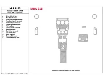 Mazda Mazda6 2004-2005 Ensemble de base, kit de garniture de tableau de bord intérieur BD 4 cylindres - 1