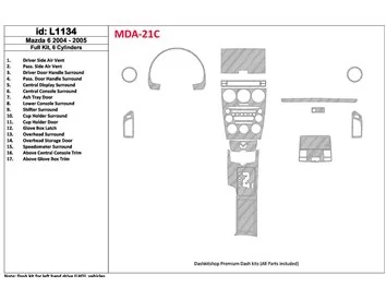 Mazda Mazda6 2004-2005 Ensemble complet, kit de garniture de tableau de bord BD intérieur 6 cylindres - 1