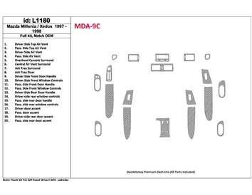 Mazda Milenia 1997-1998 Ensemble complet, conformité OEM, ensemble de 20 pièces Kit de garniture de tableau de bord intérieur BD