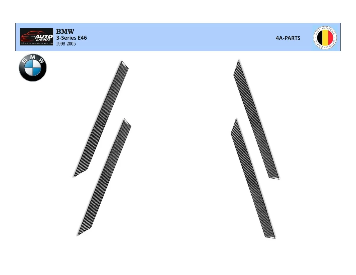 BMW Série 3 E46 04.98-12.04 Kit d'habillage de tableau de bord intérieur 3D Dash Trim Dekor 4-Parts - 1