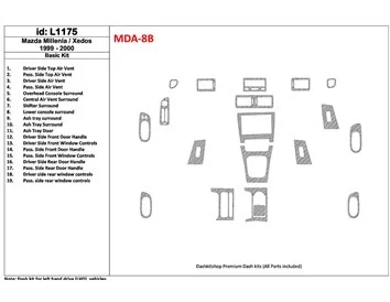 Ensemble de base Mazda Milenia 1999-2000, sans OEM, kit de garniture de tableau de bord intérieur BD de 19 pièces - 1