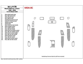 Mazda Milenia 1999-2000 Ensemble complet, conformité OEM, ensemble de 20 pièces Kit de garniture de tableau de bord intérieur BD