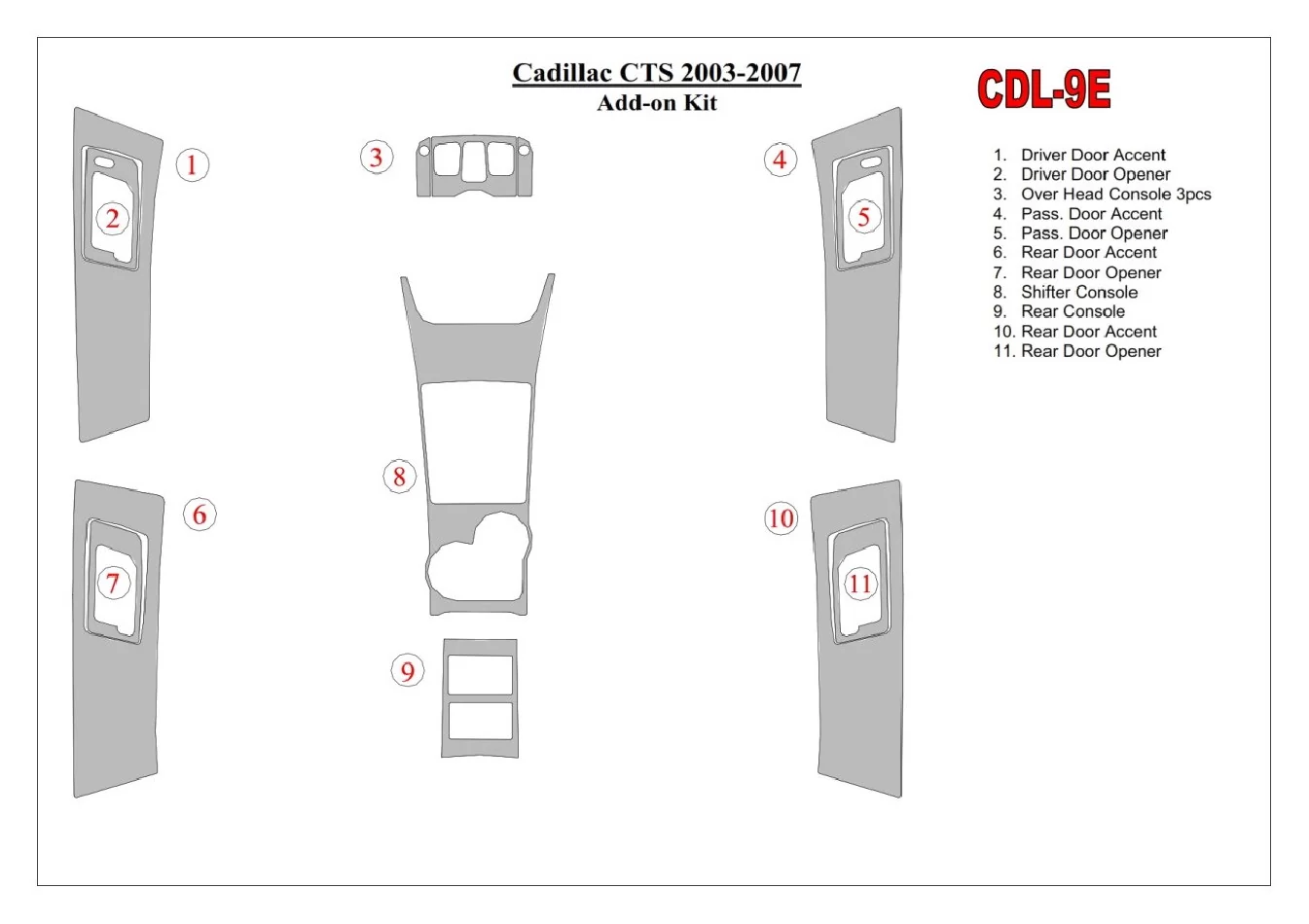 Cadillac CTS 2003-2007 kit additionnel Intérieur BD Dash Trim Kit - 1