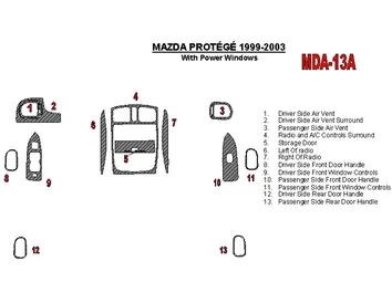 Mazda Protege 1999-UP avec vitres électriques 13 pièces ensemble intérieur BD Dash Trim Kit - 1
