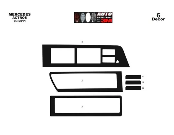 Mercedes Actros Antos 09.2011 Kit de garniture de tableau de bord intérieur 3D Dash Trim Dekor 6-Parts