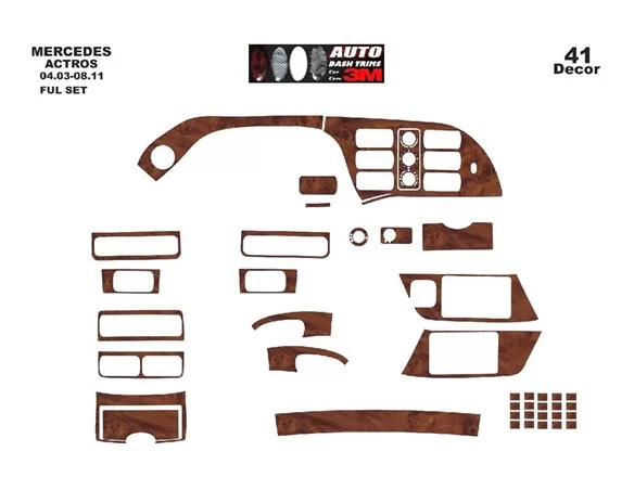 Mercedes Actros Ensemble complet 04.03-08.11 Kit de garniture de tableau de bord intérieur 3D Garniture de tableau de bord Dekor