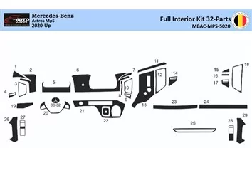 Mercedes Actros MK5 ab 2021 Kit complet de garnitures de tableau de bord intérieur 3D Dash Trim Dekor 32-Parts