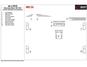 Mercedes Benz 190 1993-1993 Volledige set, handgeschakelde versnellingsbak Interieur BD Dash Trim Kit - 1