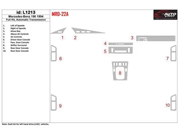 Mercedes Benz 190 1994-1994 Volledige set, handgeschakelde versnellingsbak Interieur BD Dash Trim Kit - 1