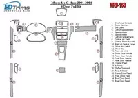Mercedes-Benz C-klasse 2001-2004 volledige set, 4-deurs interieur BD-dashboardafwerkingsset - 1 Mercedes-Benz C-klasse 2001-2004 volledige set, 4-deurs interieur BD-dashboardafwerkingsset - 1