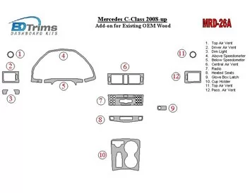 Mercedes Benz C-klasse 2008-UP Volledige set interieur BD-dashboardafwerkingsset - 1