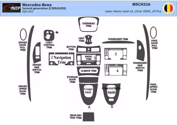 Mercedes Benz CLK W209 2003�2010 Coupe Carbio Full Set Interior BD Dash Trim Kit 24pcs - 1 - Interior Dash Trim Kit Mercedes Benz CLK W209 2003�2010 Coupe Carbio Full Set Interior BD Dash Trim Kit 24pcs - 1 - Interior Dash Trim Kit