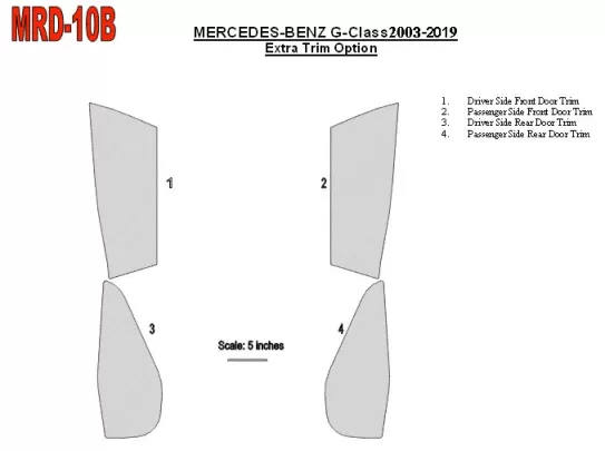 Mercedes Benz Classe G 2002-UP Pièces de portes supplémentaires, conformité OEM, kit de garniture de tableau de bord intérieur B