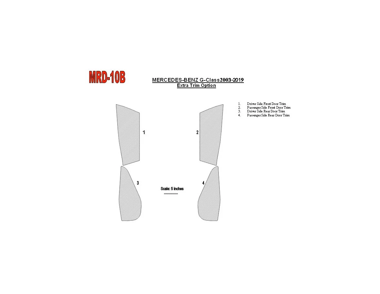Mercedes Benz Classe G 2002-UP Pièces de portes supplémentaires, conformité OEM, kit de garniture de tableau de bord intérieur B