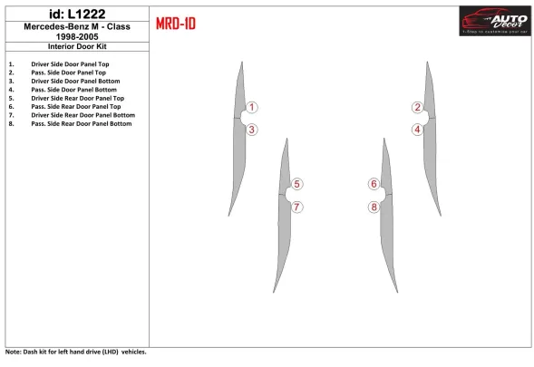 Mercedes Benz M Class 1998-2005 Interior Doors Kit Interior BD Dash Trim Kit - 1 - Interior Dash Trim Kit Mercedes Benz M Class 1998-2005 Interior Doors Kit Interior BD Dash Trim Kit - 1 - Interior Dash Trim Kit