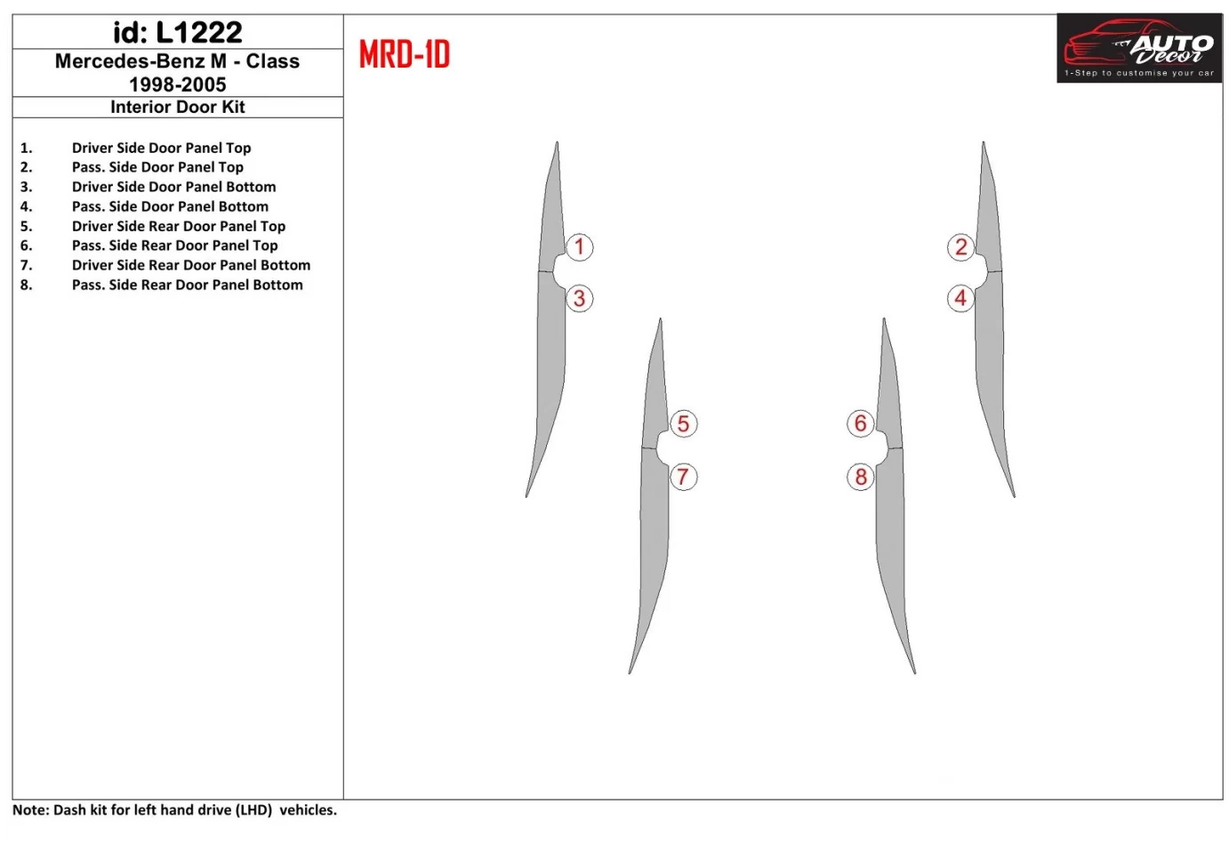 Mercedes Benz M Class 1998-2005 Interior Doors Kit Interior BD Dash Trim Kit - 1 - Interior Dash Trim Kit