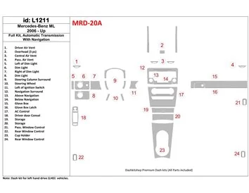 Mercedes Benz ML W164 Classe 2006-UP Ensemble complet, vitesse automatique, avec kit de garniture de tableau de bord intérieur N