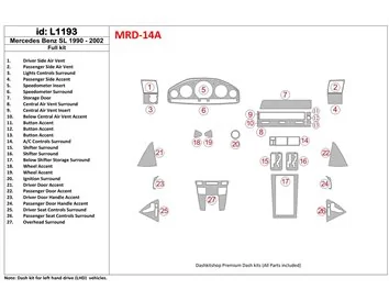 Mercedes Benz R129 SL Classe 1990-2002 Ensemble Complet Intérieur BD Dash Trim Kit - 1