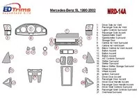 Mercedes Benz R129 SL Class 1990-2002 Full Set Interior BD Dash Trim Kit - 2 - Interior Dash Trim Kit Mercedes Benz R129 SL Class 1990-2002 Full Set Interior BD Dash Trim Kit - 2 - Interior Dash Trim Kit