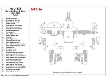 Mercedes Benz Classe S W220 2000-2006 Conformité OEM Intérieur BD Dash Trim Kit - 1